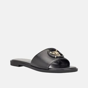 Guess Slip On Magnify Faux-Leather Beach Slides Black Women's Size US 6M